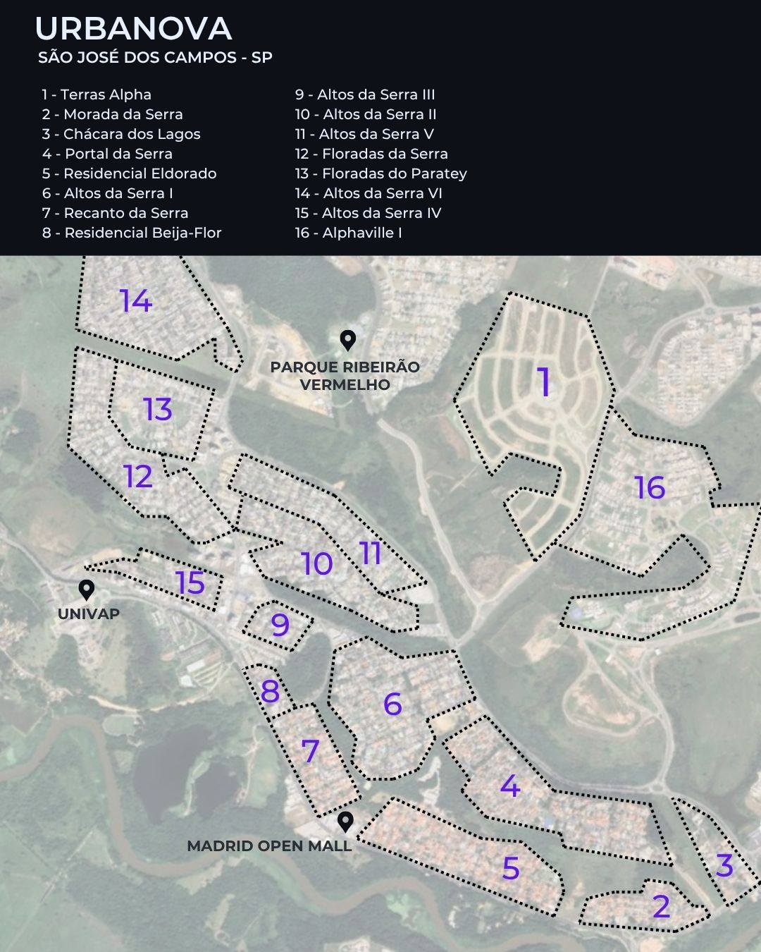 Mapa de São José dos Campos no eixo São Paulo e Rio de Janeiro
